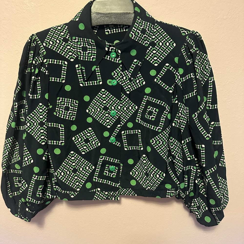 Vintage repro 1940s rayon blouse balloon sleeves